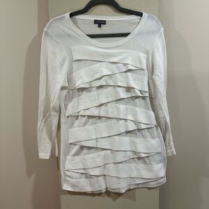 Vince Camuto Cream Ruffled 3/4 Sleeve Blouse